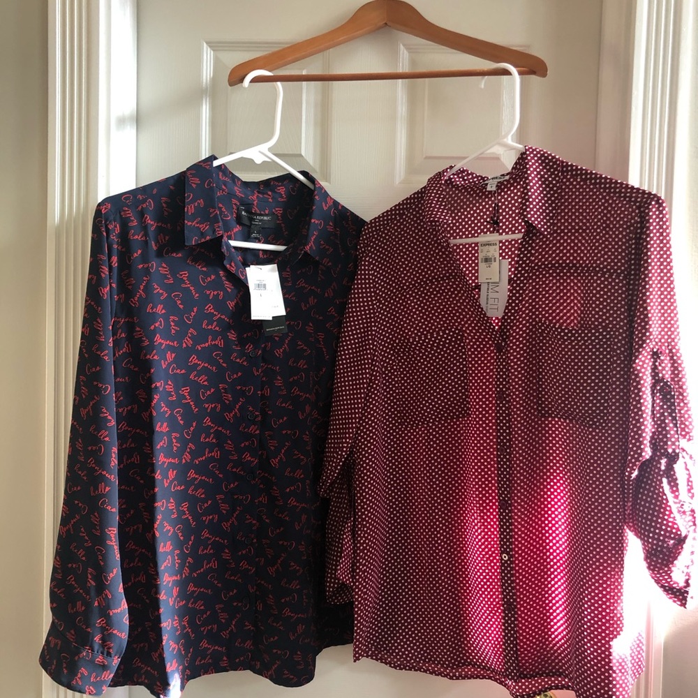 Lot of 2 NWT Sz Large Button Down Blouses